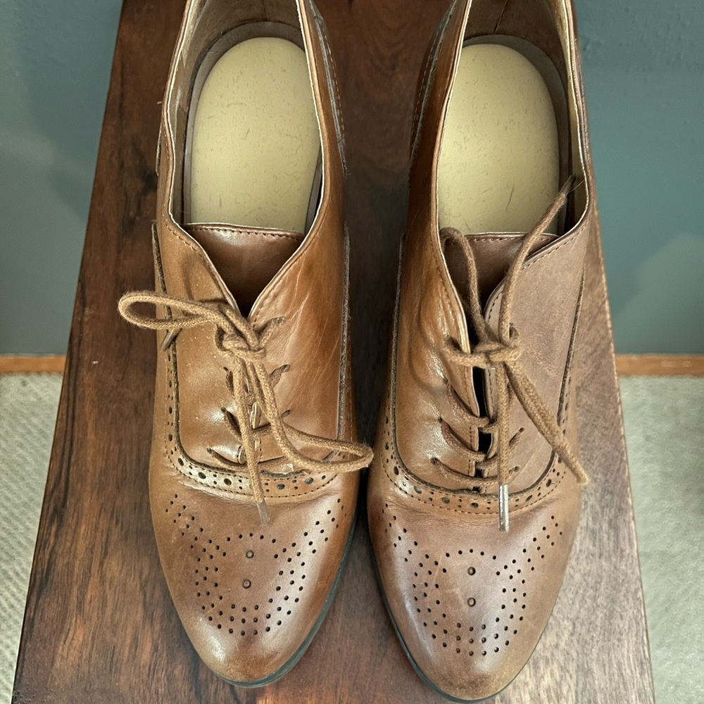 Women's Brown Leather Oxford Shoes